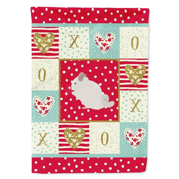 Carolines Treasures CK5424CHF Pink and White Chinchilla Love Flag Canvas House Size Large multicolor