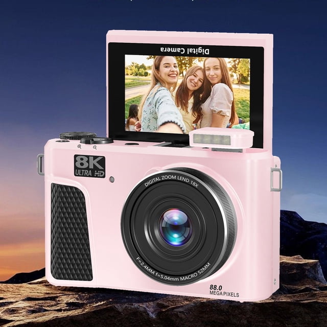 Cámara Digital De 8k Para Fotografía, Cámara De Vlogging Wifi De 88MP Con Zoom Digital 18x, 3 Pulgadas 180 Cámaras De Video De Enfoque Automático De Pantalla Con Lente Dual