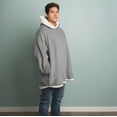 thumbnail image 2 of Mainstays Wearable Sherpa Hoodie Throw Blanket, One Size 35" x 33", Gray, 2 of 7