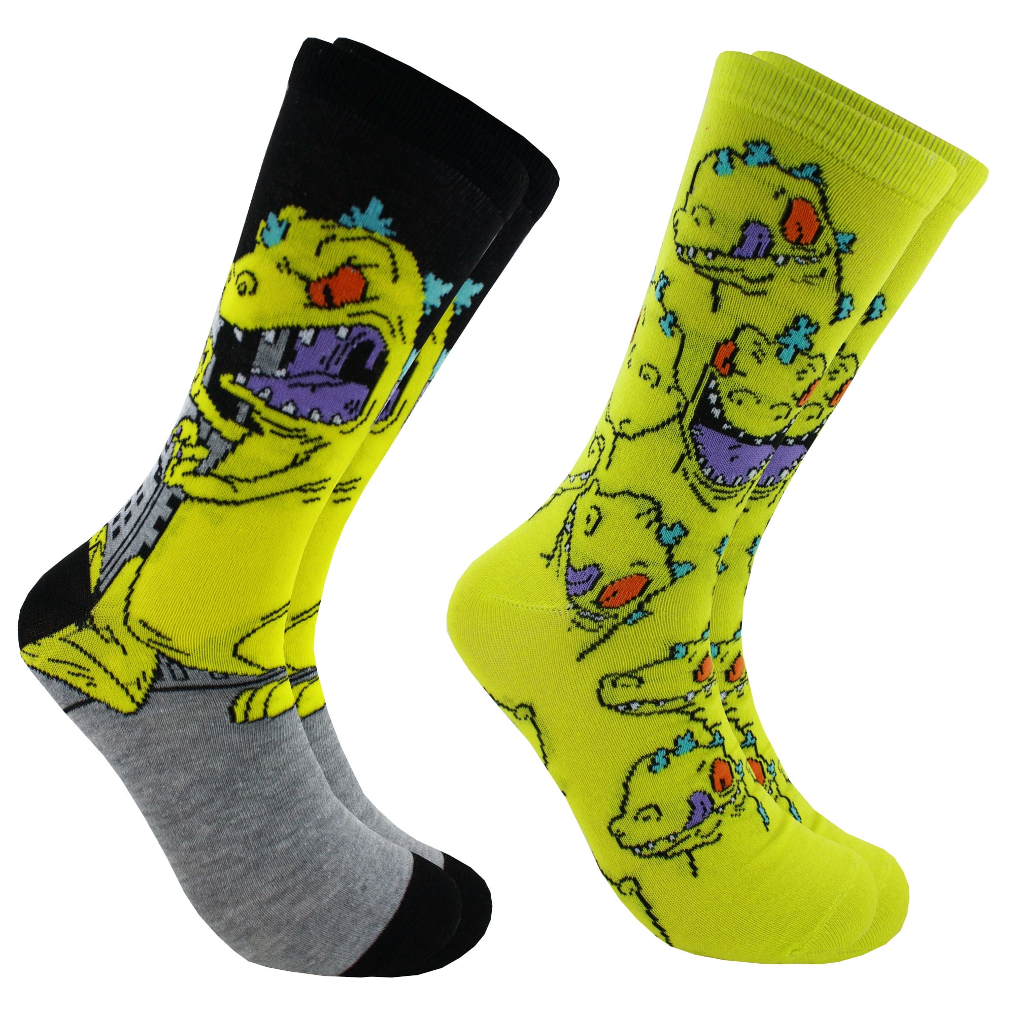 Hyp Nickelodeon Rugrats Reptar Faces Men's Crew Socks 2 Pair Pack Shoe