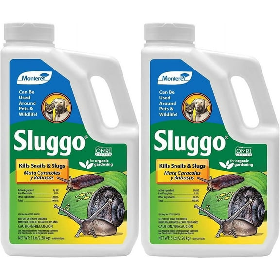 Monterey Sluggo Snail and Slug Bait - Iron Phosphate Bait - 2 Pack, 5 lbs