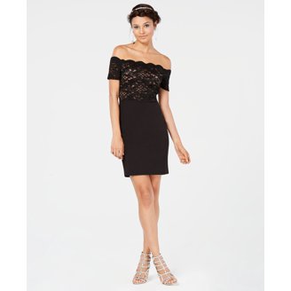 city studios juniors' metallic fit & flare dress City Studios Juniors' Glitter Fit & Flare Dress