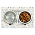 thumbnail image 1 of Travel Pet Mat for Food and Water, Vintage Old Rubber Stamps Tourist Passport Visa Certificate Vacation Holiday Theme, Non-Slip Rubber Mat for Dogs and Cats, 18" X 12", by Ambesonne, 1 of 2