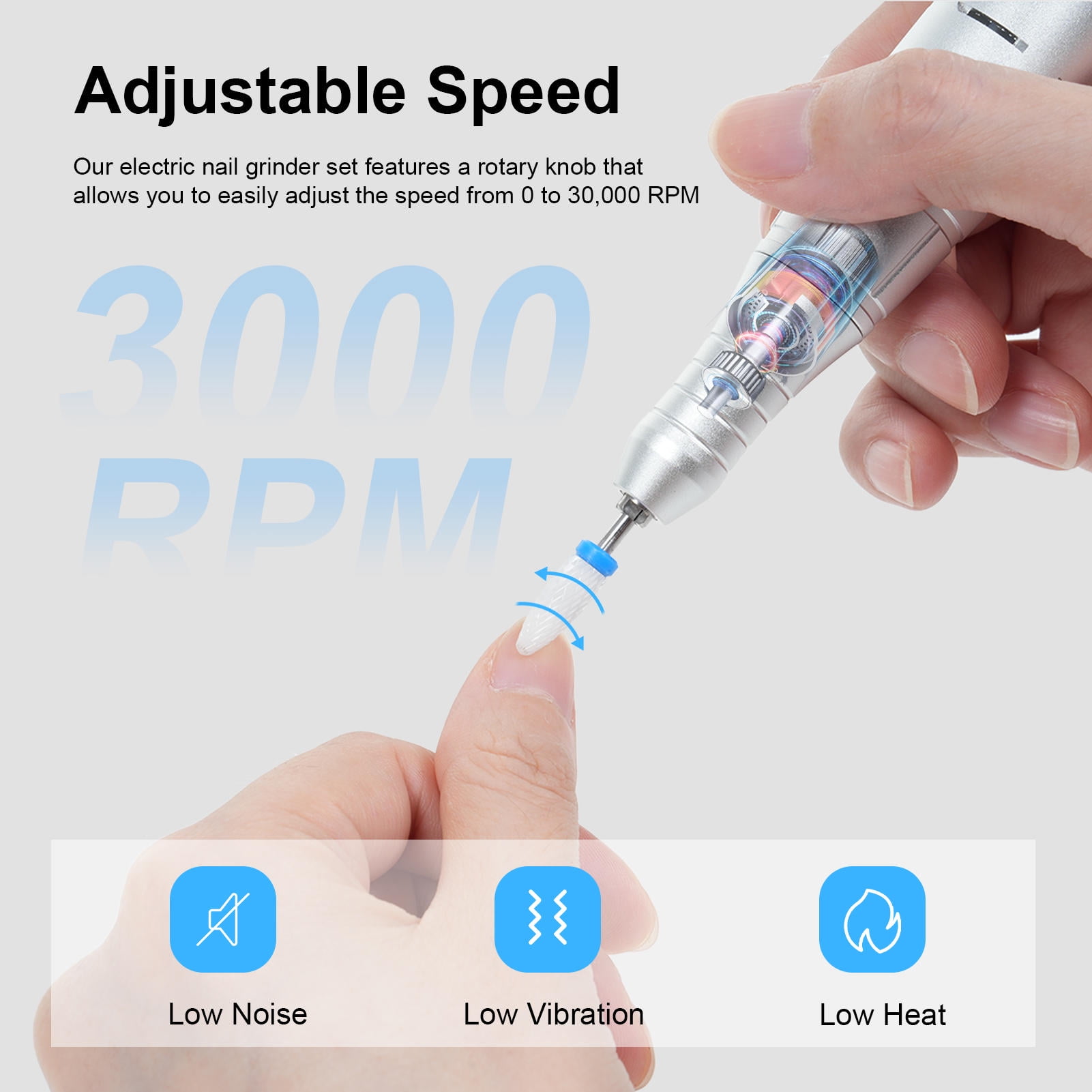 YAHHU Cordless 30,000 RPM Nail Drill Kit – Rechargeable, Dual‑Direction, 2500 mAh Battery, LCD Speed Display, Portable Manicure & Pedicure Tool