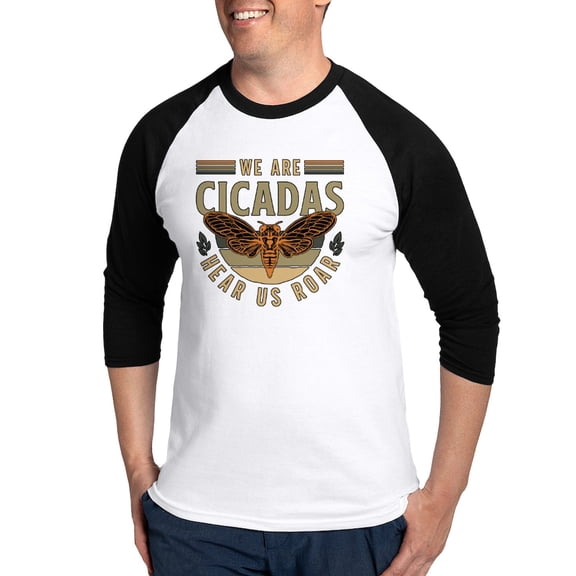 CafePress - Cicadas We Are Cicadas Hear Us Roar Flying Insects - Cotton Baseball Jersey, 3/4 Raglan Sleeve Shirt