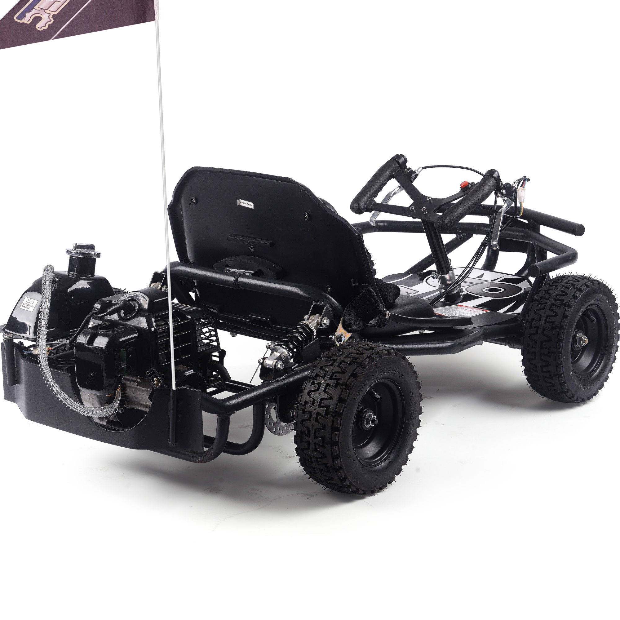 MotoTec Sandman Kids Gas Powered 52cc Go Kart Black