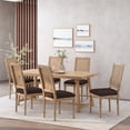 thumbnail image 2 of GDF Studio Brownell French Country Wood and Cane Upholstered Dining Chairs, Set of 6, Brown and Natural, 2 of 10