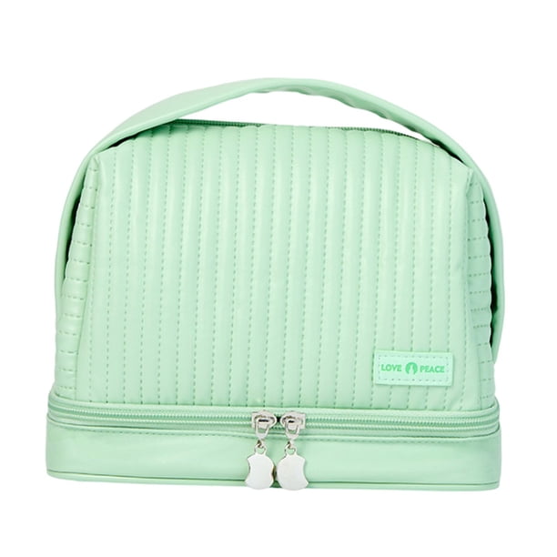 Estuche duradero para bolsa de maquillaje Colco Neceser de viaje Cierre de Cremallera multifuncional Soporte para brochas de maquillaje Gran Capacidad Verde claro