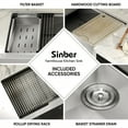 thumbnail image 5 of Sinber 33" x 20" x 10" Farmhouse Apron Single Bowl Workstation Kitchen Sink with 16 Gauge 304 Stainless Steel Satin Finish 6 Accessories KSS0005S-OK, 5 of 16