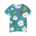 thumbnail image 4 of Zpanxa T-Shirts pour Filles Imprimé Stylé Col Rond Manches Courtes Été Décontracté Haut en Coton 7-8 Ans, 4 of 4