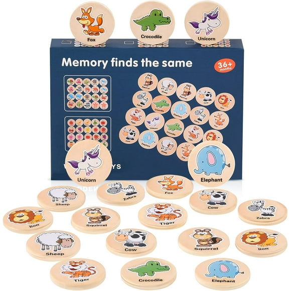 Memory Animals, Memory for Children, Memory Game, Animals Educational Game for Children from 3 Years Old, Memory from 3 Years Old - 20 Cards (Forest)