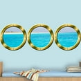 thumbnail image 2 of VWAQ Cruise Ship Porthole Wall Stickers - Peel And Stick Window Decals, 3D Ocean Wall Art -SPW24 (Gold, 14" Diameter), 2 of 2