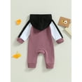 thumbnail image 4 of SUNSIOM Infant Baby Full Length Jumpsuit Contrast Color Hood Long Sleeve Romper with Zipper, 4 of 8