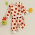 thumbnail image 4 of Mercatoo Toddler Boys Girls Halloween Sweatshirt Outfit Long Sleeve Pumpkin Print Tops Sweatpants Kids Halloween Set, 4 of 9