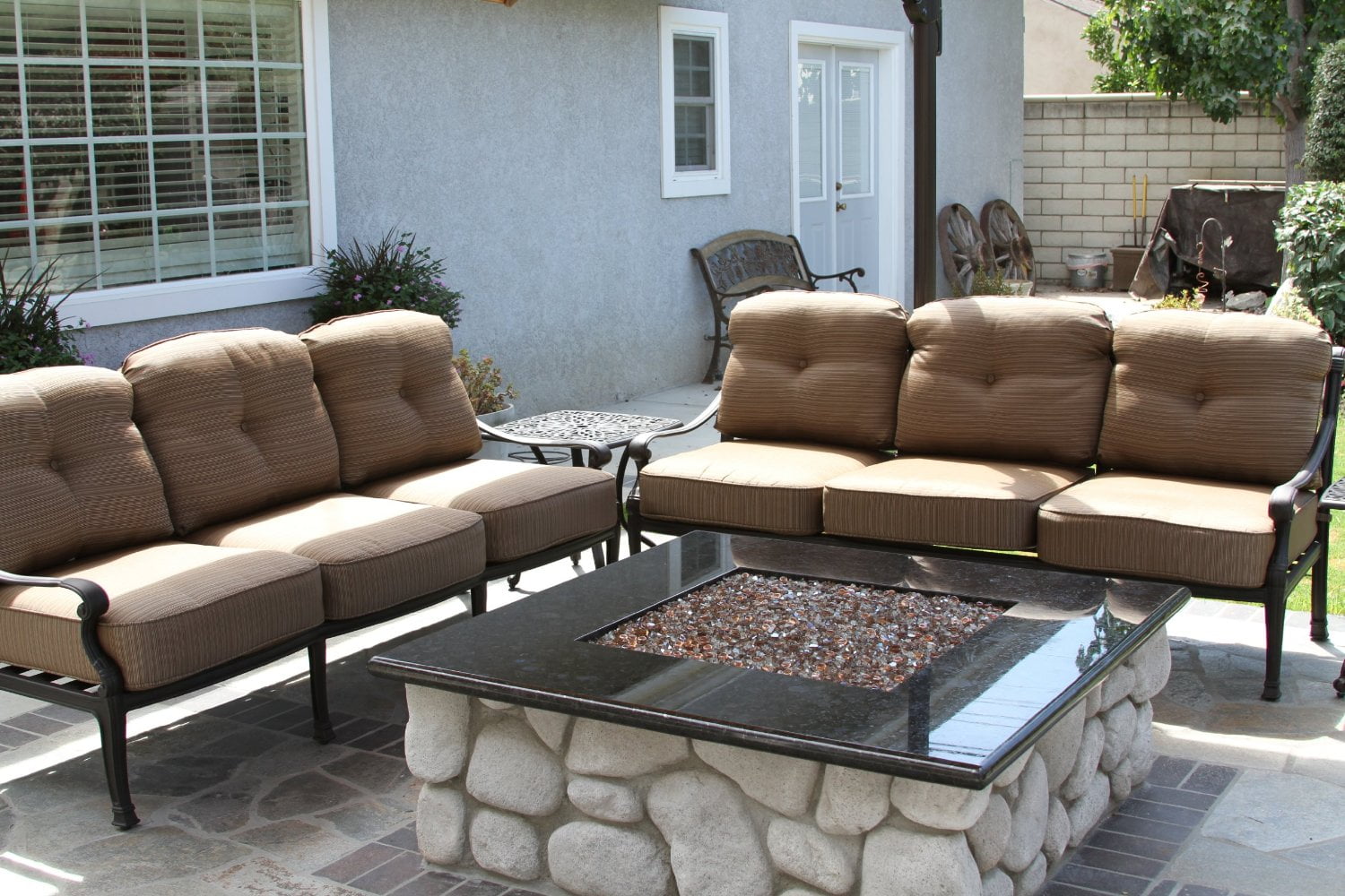 Flamingo Cast Aluminum 3pc Patio Sofa Set With 21"X21" Square Table