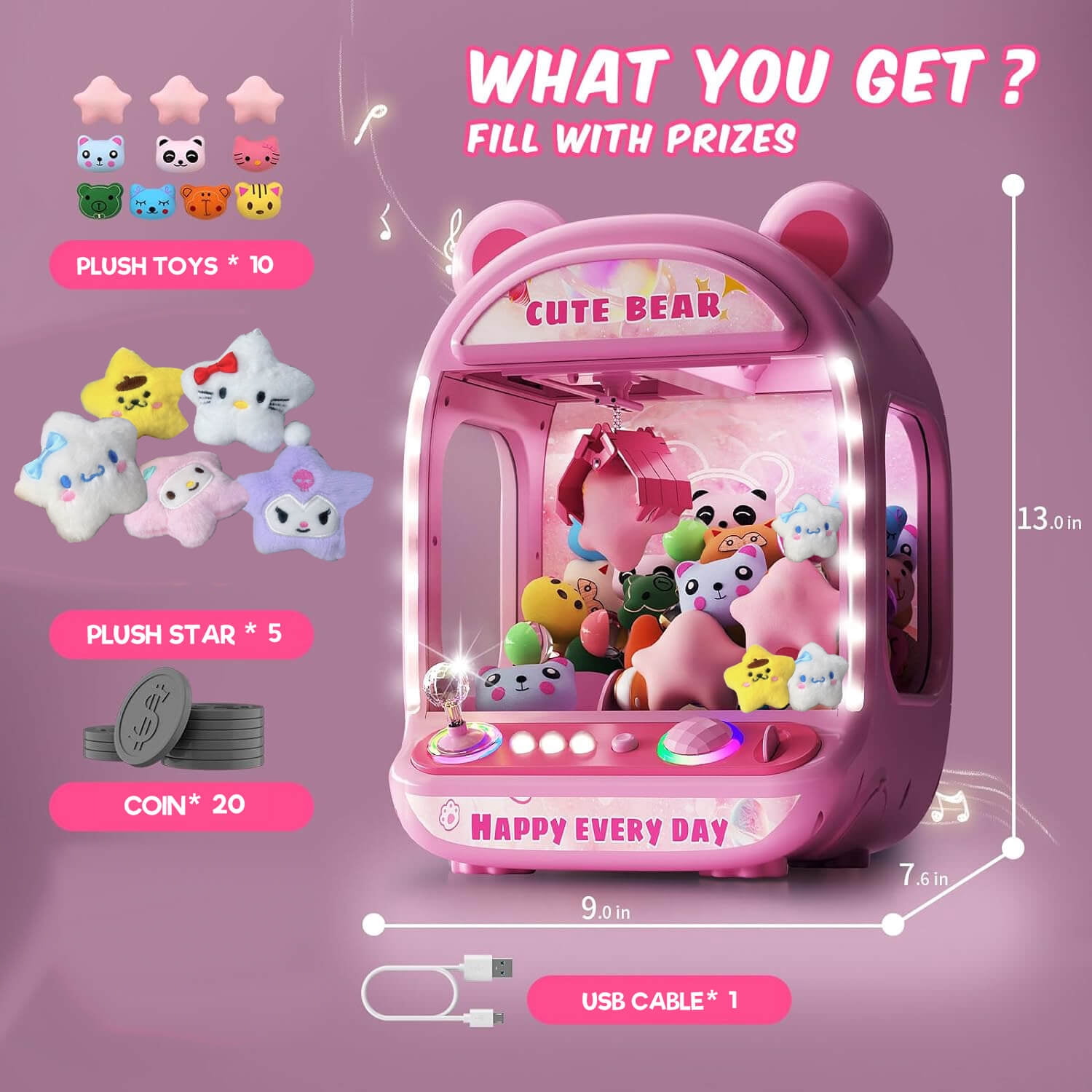 RUVINCE Claw Machine Kids Arcade Game Mini Vending Machine Toy Candy Dispenser