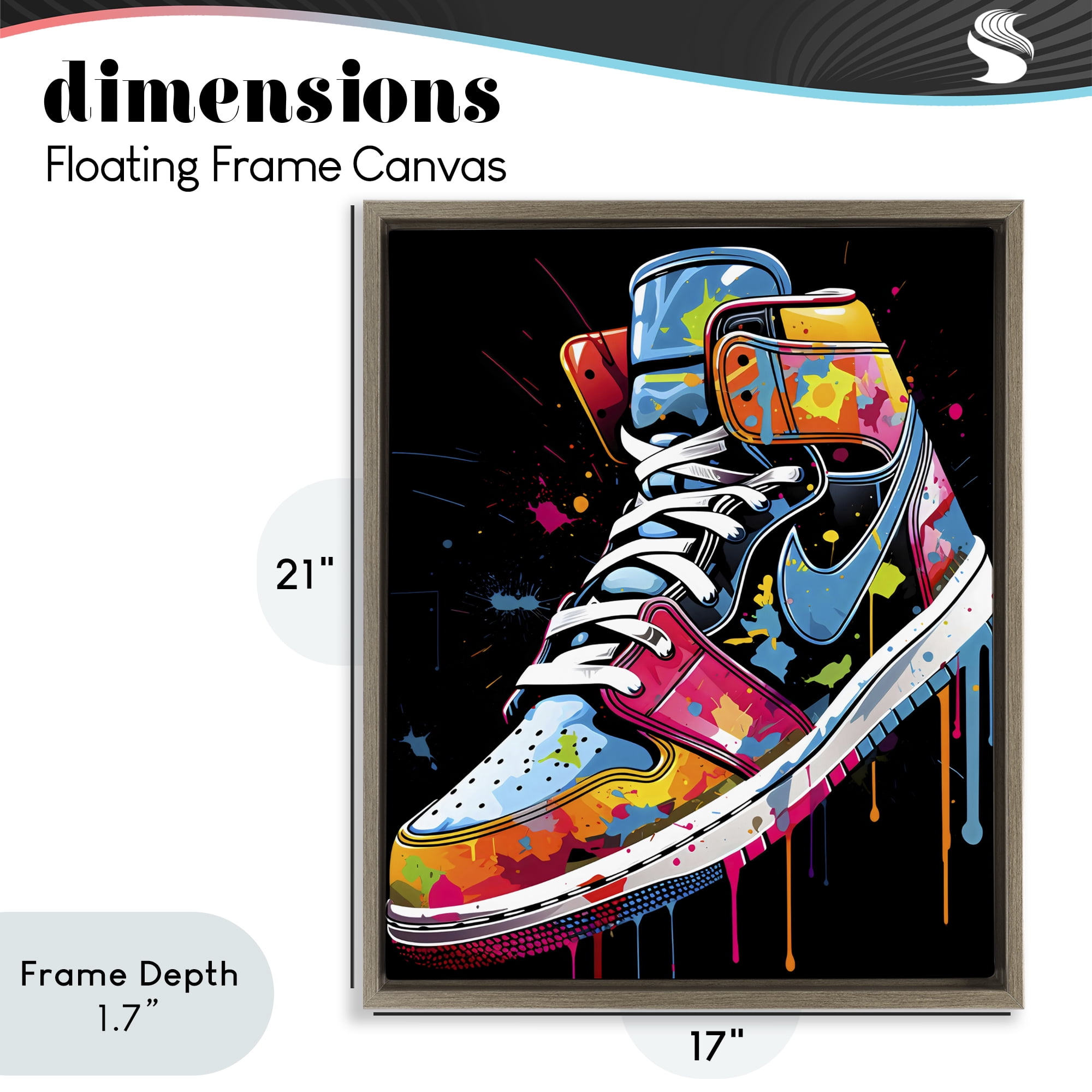 Stupell Industries Paint Drip High Top Sneakers Brown Framed Floater Canvas Wall Art, design by Creative Studio