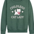 thumbnail image 3 of Instant Message - Childless Cat Lady Kitten Women's Lightweight French Terry Wide Neck Long Sleeve Graphic Shirt, 3 of 6