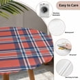 thumbnail image 3 of Orange Blue Round Tablecloth for 55-60 Inch Tables, Fitted Table Cover with Elastic Edge, British Style Buffalo Plaid Lattice Waterproof Outdoor Table Cloth Protector for Patio Garden Dinner Picnic, 3 of 9