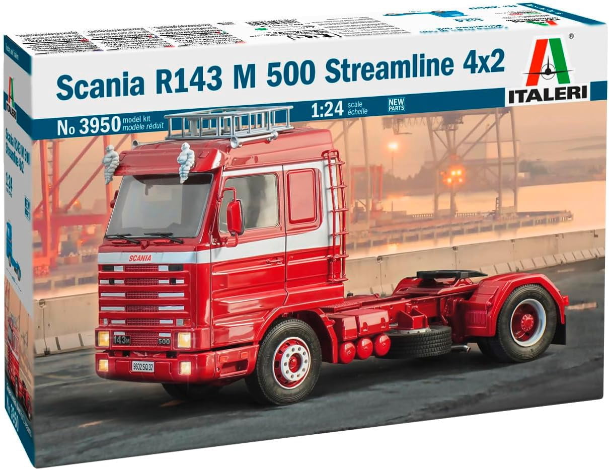 Italeri 3950 1:24 Scania 143M 500 Streamline 4x2 Model Building Kit, Standing Model Building, C
