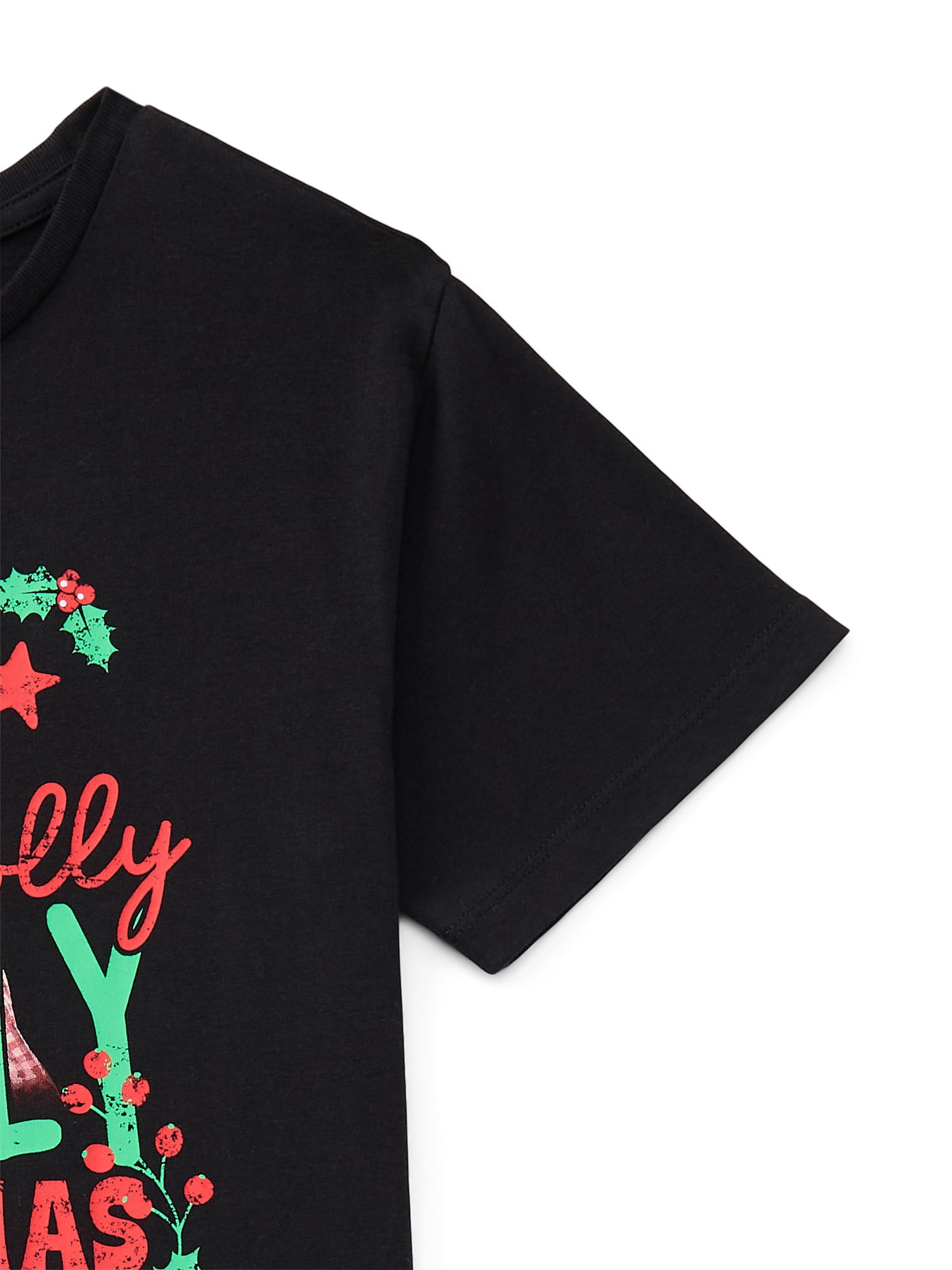 Wonder Nation Girls Holly Dolly Christmas Graphic Tee, Sizes 4-18
