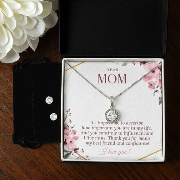 Eternal Hope Crystal Necklace   Earring Set, Mother's Day Gift, From Son To Mom Gift, From Daughter To Mom Gift, Necklace to Mother