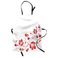 thumbnail image 1 of Chinese Apron Chinese Traditional Purity Symbol Blossoms with Curved Lace Like Branch and Leaves, Unisex Kitchen Bib Apron with Adjustable Neck for Cooking Baking Gardening, Red White, by Ambesonne, 1 of 3