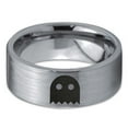 thumbnail image 2 of Tungsten Ghost Blanket Eyes Looking Band Ring 8mm Men Women Comfort Fit Gray Flat Cut Brushed Polished, 2 of 4