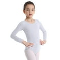 thumbnail image 4 of Hansber Kids Girls Long Sleeve Ballet Leotards Dance Gymnastics Workout Training Bodysuit Dancerwear White 10, 4 of 6