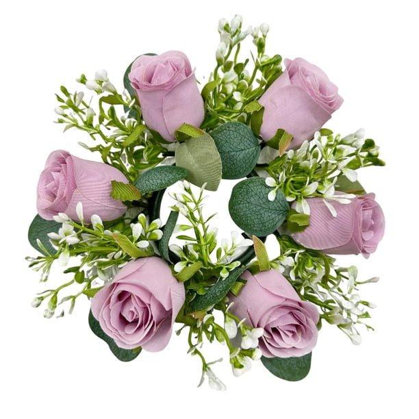 Anillo de vela de pilar, corona Artificial, corona verde, corona decorativa bohemia para centros de mesa, decoración para sala de estar y hogar Púrpura