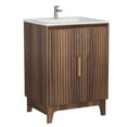 thumbnail image 2 of Ktaxon Fluted 24'' Bathroom Vanity Set with Sink Ceramic Top & U - shaped Shelf, Walnut (Split Two Packages for Delivery), 2 of 9