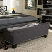 Storage Ottoman Bench - Button-Tufted Entryway Seating with Deep Storage & Walnut Legs