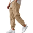 thumbnail image 3 of Men Casual Linen Jogger Pants Relaxed Fit Trousers Elastic Waist Drawstring Loungewear Sweatpants with Cuffed Ankles, 3XL, 3 of 7