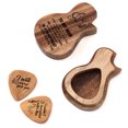 thumbnail image 1 of Caja de púas de guitarra de madera maciza, juego de 3 púas, caja de almacenamiento, regalo para pareja, 1 of 6