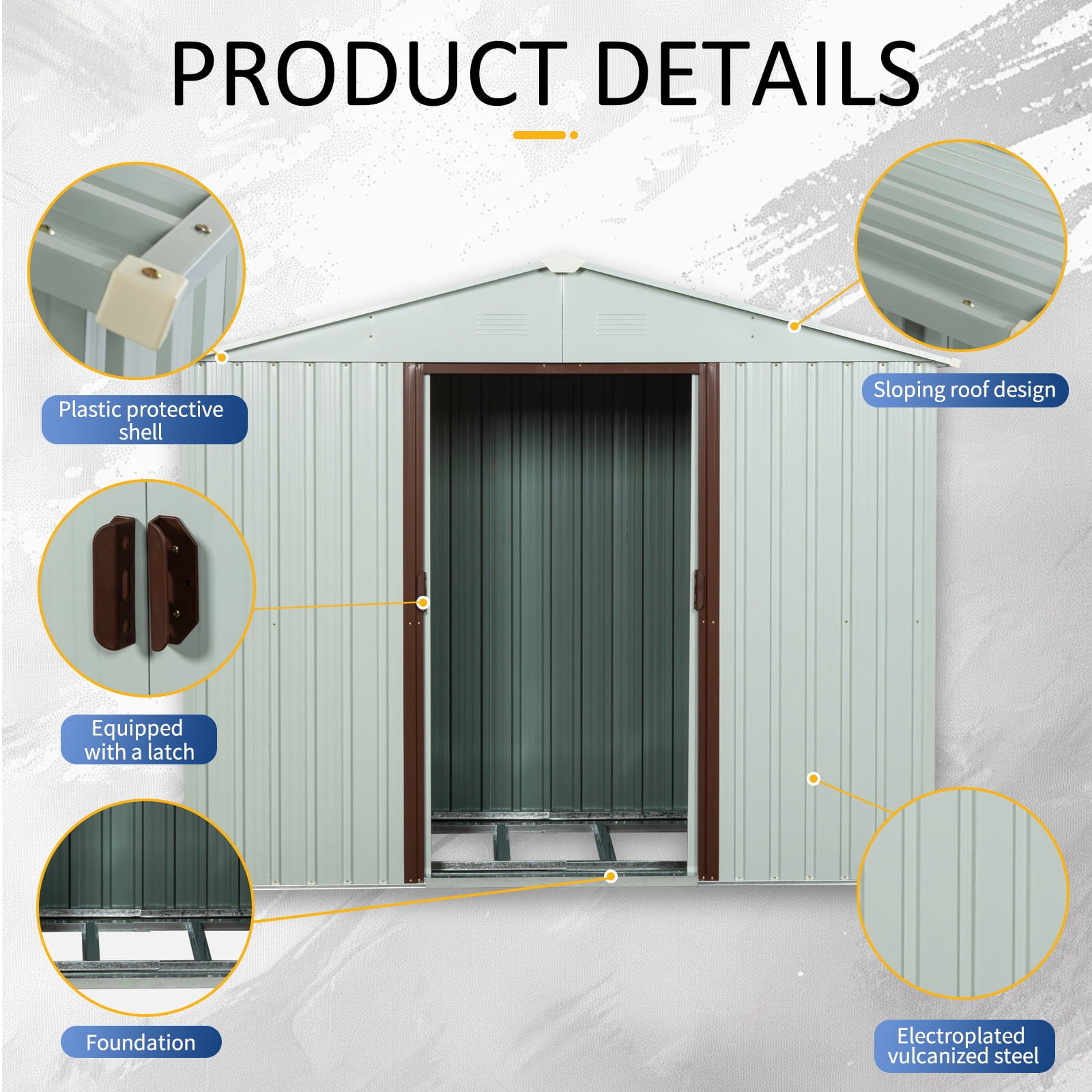 CarButler 6x5ft Metal Outdoor Storage Shed with Lockable Sliding Doors for Garden Backyard Patio Lawn White