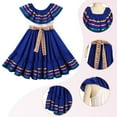 thumbnail image 6 of IBTOM CASTLE Toddler Girls Mexican Traditional Cinco de Mayo Fiesta Dress Rainbow Off Shoulder Folklorico Dresses 7-8 Years Blue, 6 of 8