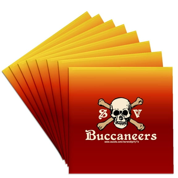 3drose, Sv Buccaneers on Red, Set of 8 Ceramic Tile Coasters