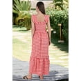 thumbnail image 6 of Chouyatou Women's Retro Plaid Smocked Dress Spaghetti Strap Flounce Long Dress(Red,XS), 6 of 6