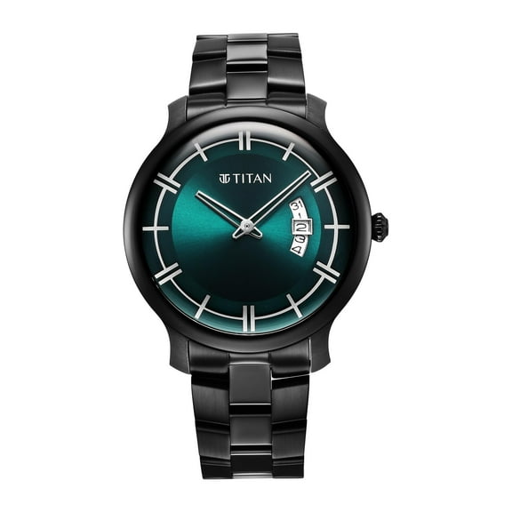 Titan Classic Distincta Green Dial Analog with Date Stainless Steel Strap Watch for Men-NS90170NM01/NT90170NM01