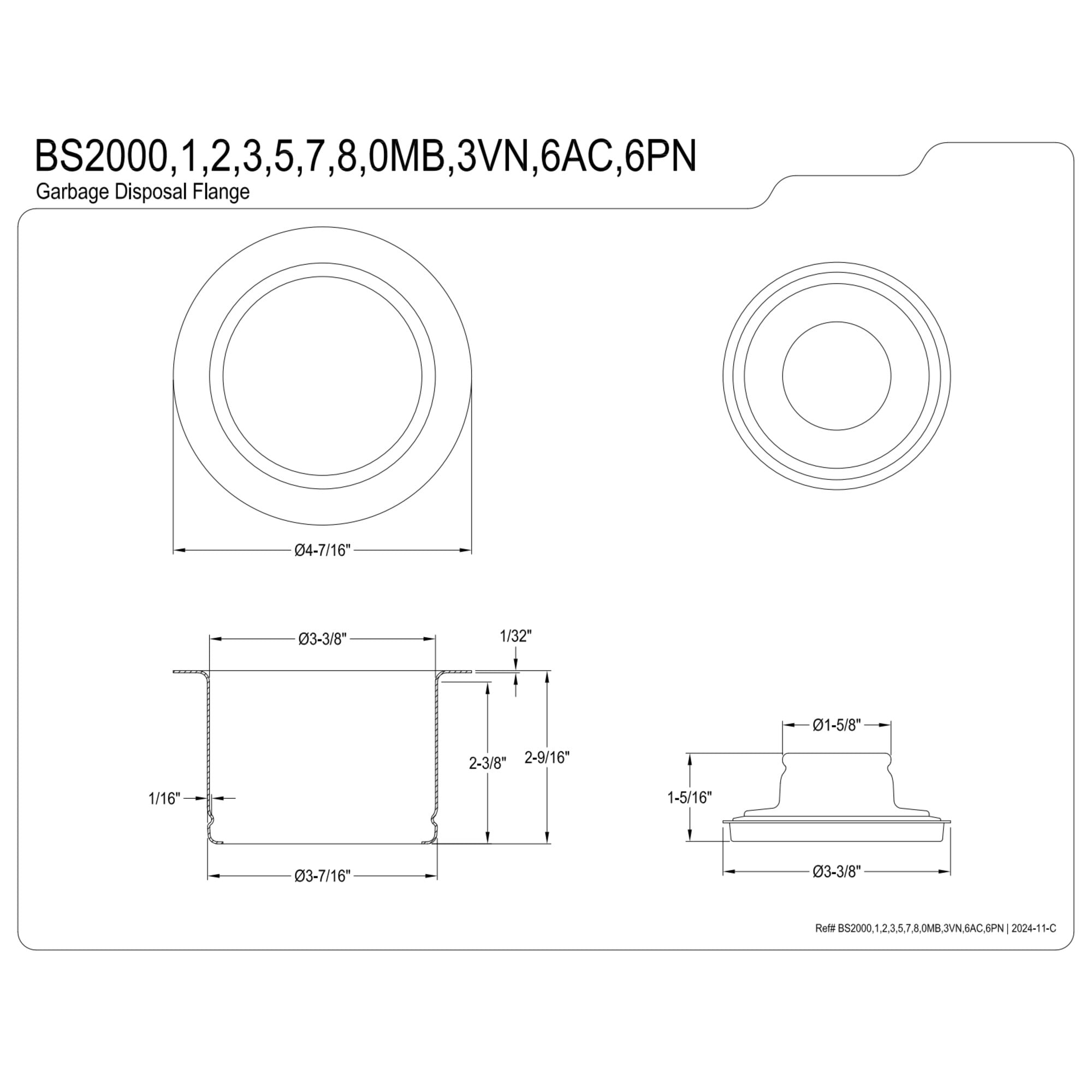 Kingston Brass BS2007 Extended Disposal Flange in Brushed Brass