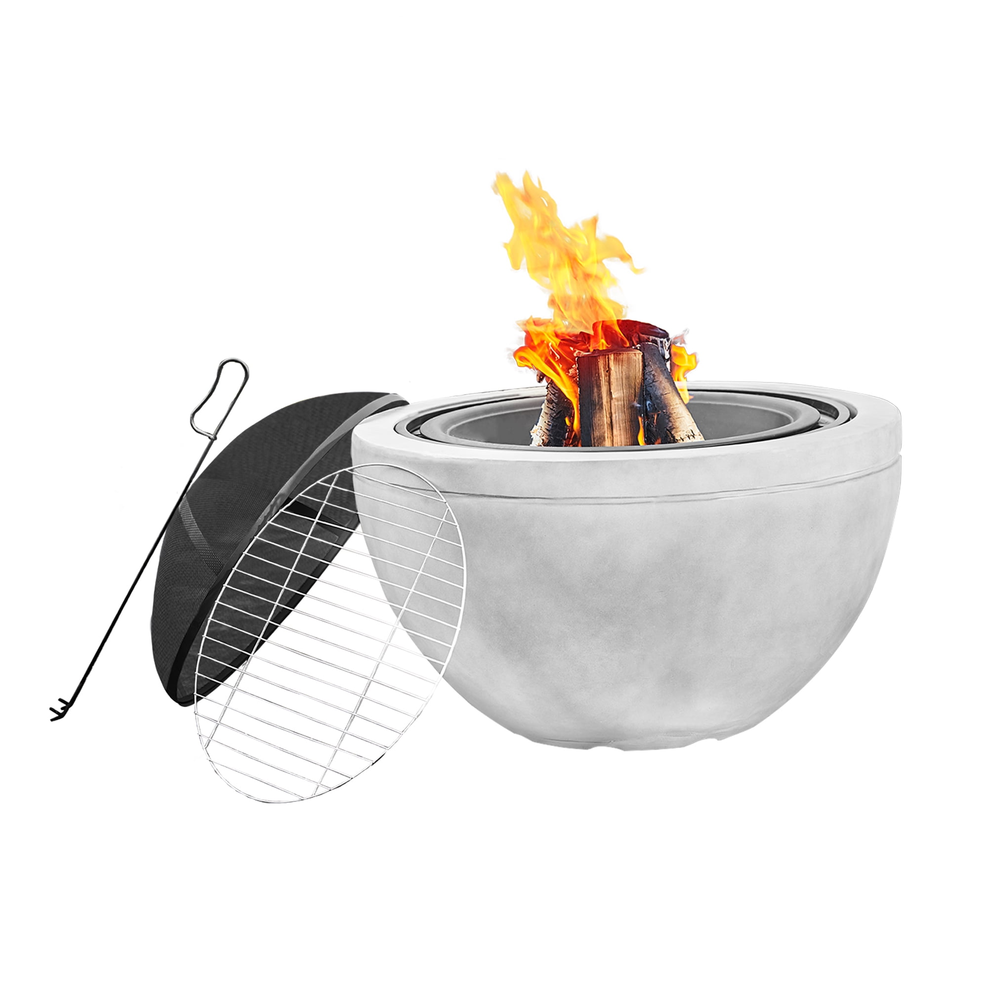 Teamson Home 30 Outdoor Round Wood Burning Fire Pit with Faux Concrete  Base, Gray - Walmart.com