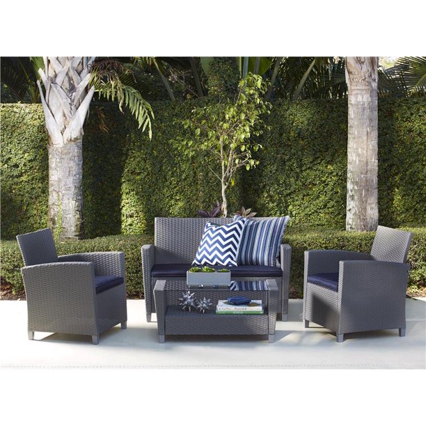 COSCO Outdoor 4 Piece Malmo Resin Wicker Patio Deep Seating