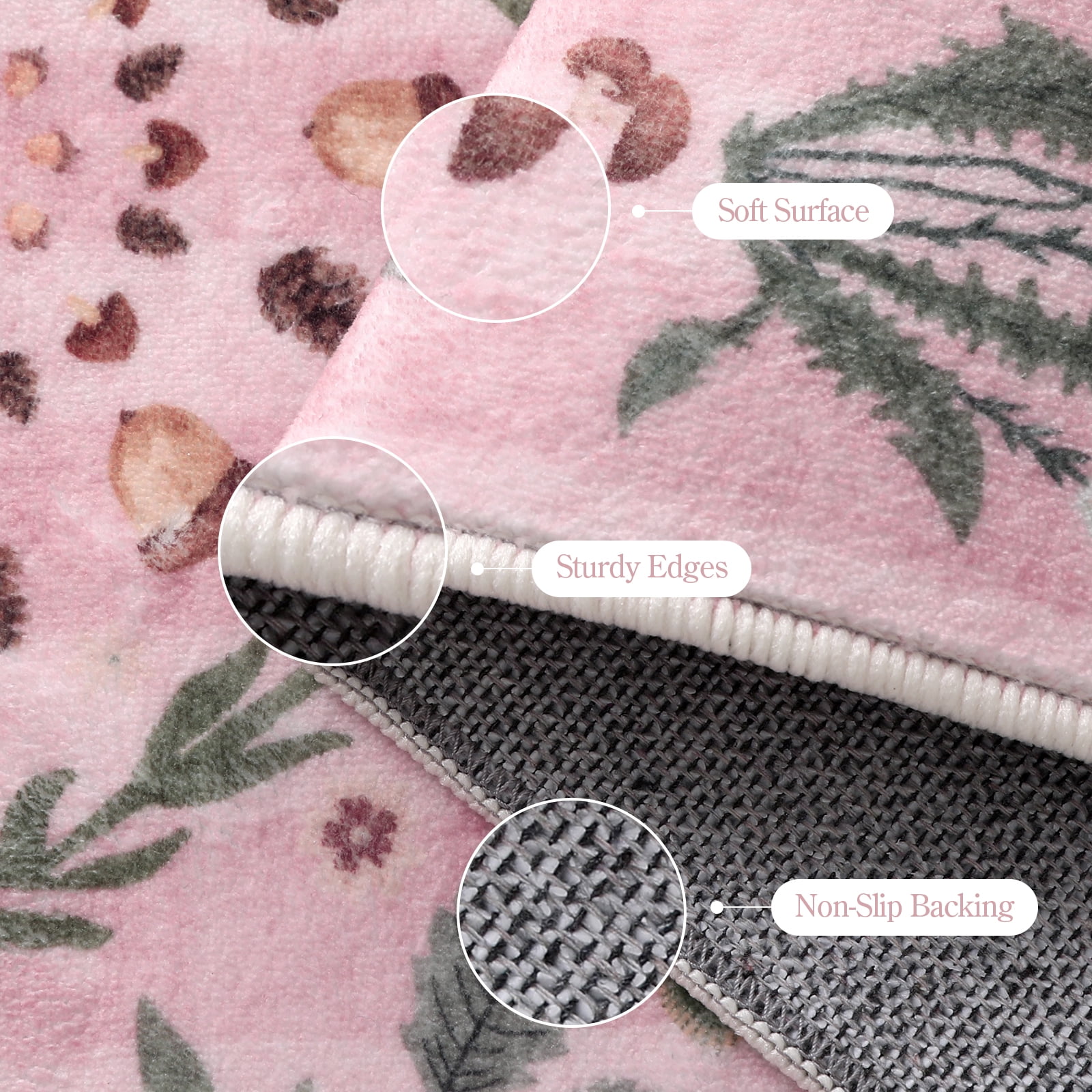 Wonnitar 2x6 Insect Kitchen Runner Rug, Ultra Thin Pink Boho Floral Runners for Hallway, Soft Low Pile Washable Runner Rugs, Non Slip Rug Runner for Entryway Laundry