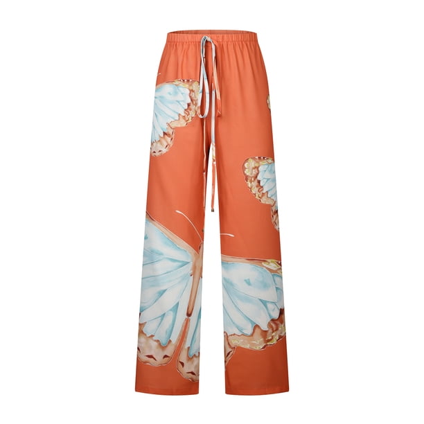 Pantalones con cordones estampados sueltos casuales de primavera y verano para mujer Pompotops ulkah939783