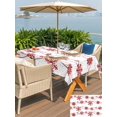 thumbnail image 4 of Outdoor Tablecloth with Umbrella Hole and Zipper, Red Christmas Rectangle Table Cloth 60x120 Inch Waterproof Tablecloth, Winter Xmas Snowflake Wave Picnic Table Cover for Patio Camping, 4 of 7