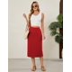 thumbnail image 5 of Falda Naggoo roja para mujer, casual, de cintura alta, hasta la rodilla, 5 of 5