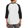 thumbnail image 2 of Mafoose Youth 3/4 Sleeves Colorblock Raglan Baseball Soft Jersey White/ Black YT200 L, 2 of 5