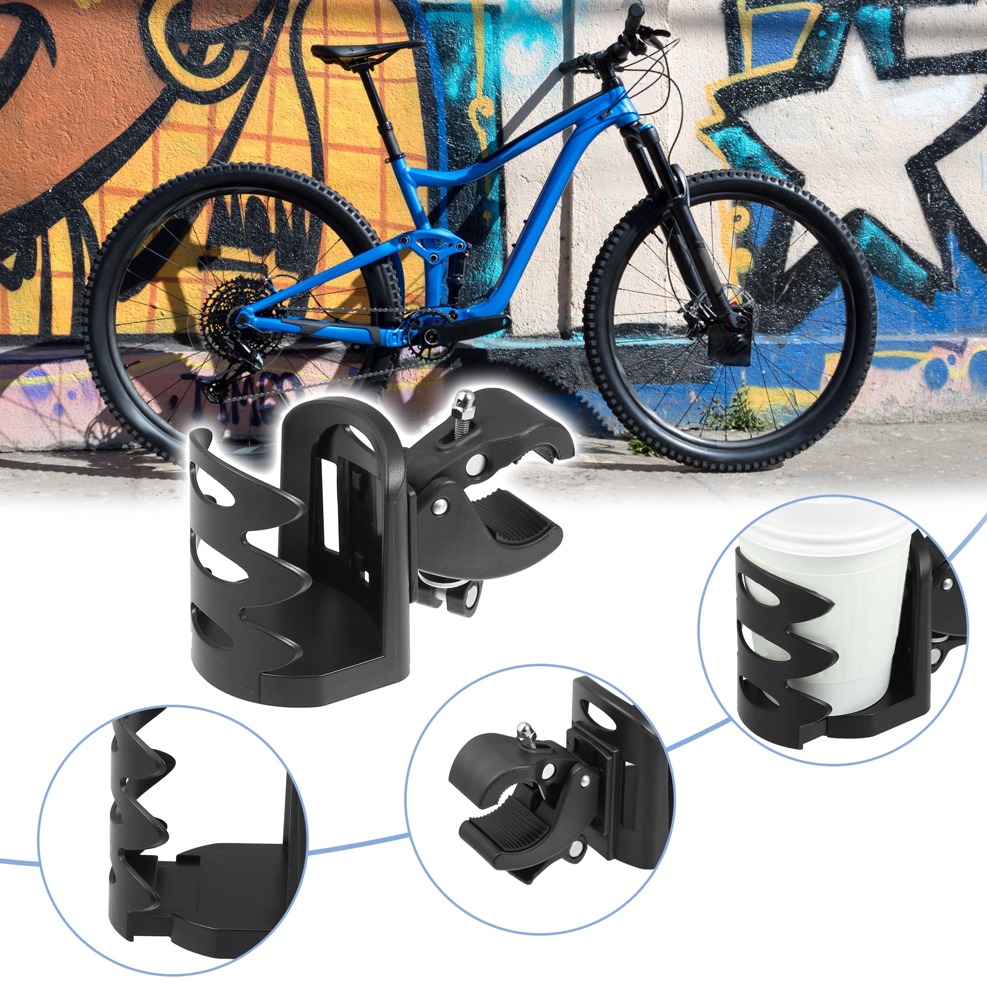 Unique Bargains Motorcycle Bicycle Boat Golf Cart Universal Bike Water Bottle Holder Black