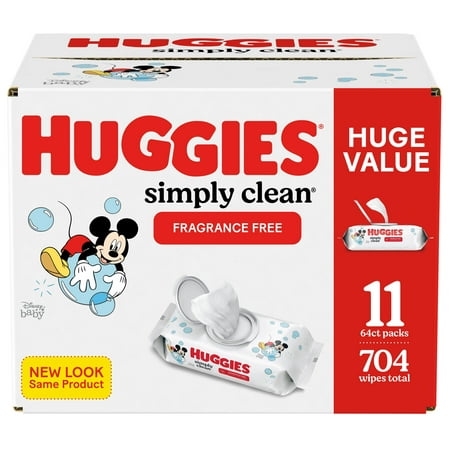 Huggies Simply Clean Unscented Baby Wipes, 11 Pack, 704 Total Ct (Select for More Options)