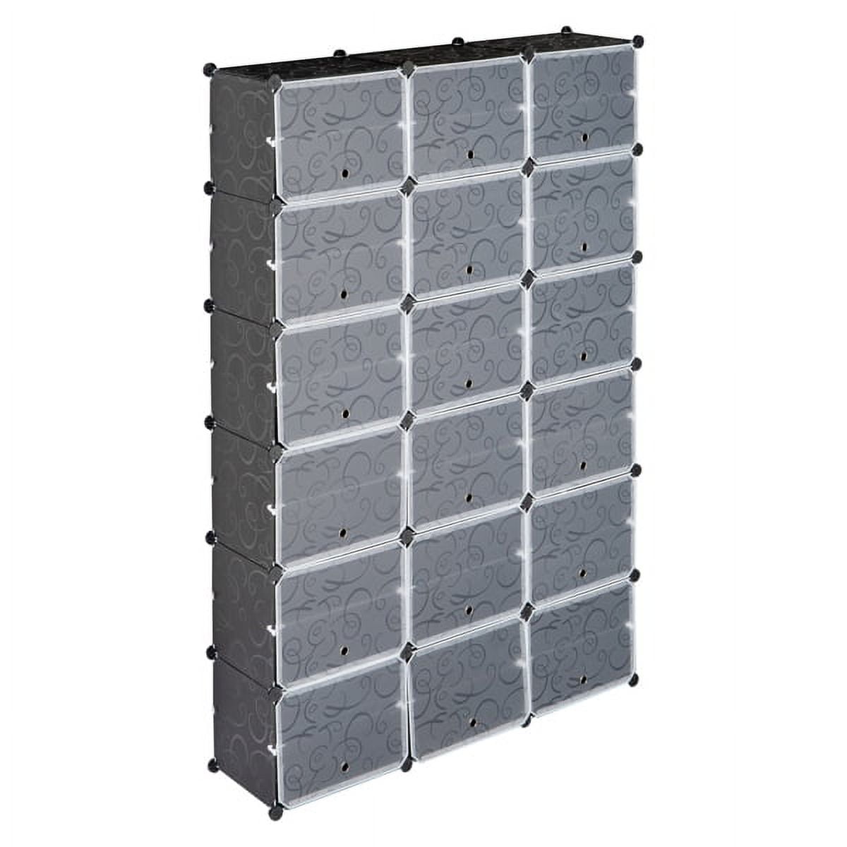 12-Tier Portable Shoe Rack Organizer - 72-Pair Capacity, 36 Grids Expandable Tower Shelf Storage Cabinet, Black, for Heels, Boots, Slippers, DIY Modular Design